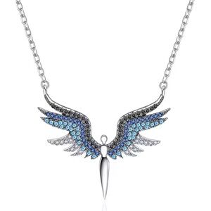 Blue Angel Wings Stainless Steel Waterproof Necklace